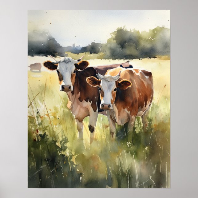 Cow Farm Animal Art Print Poster (Front)