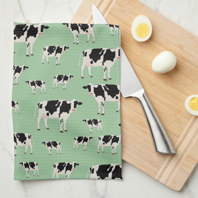 Cow Farm Animal Pattern Kitchen Towel (Quarter Fold)