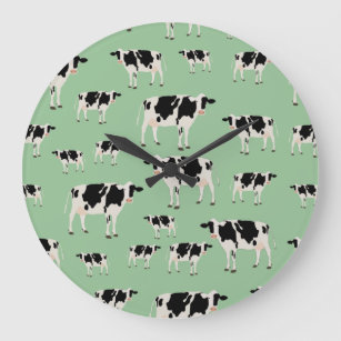 Cow Farm Animal Pattern  Large Clock