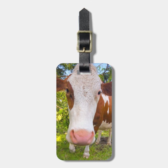 Cow Farm Animal Photo Personalized Name Luggage Tag (Front Vertical)