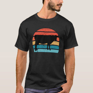 Cow Farm Animal Silhouette Image On A Retro Vintag T-Shirt