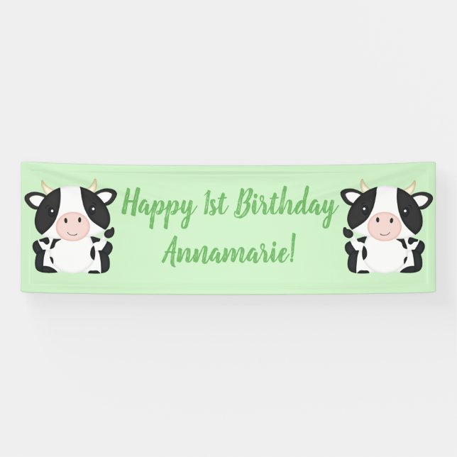 Cow Farm Birthday Party Banner (Horizontal)