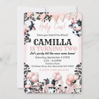 Cow Farm Birthday Party Invitation