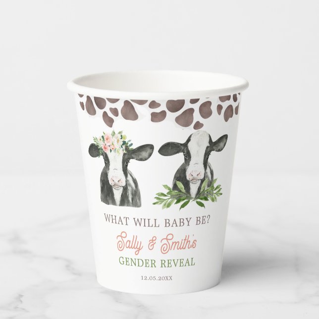 Cow Farm Gender Reveal Paper Cup (Front)