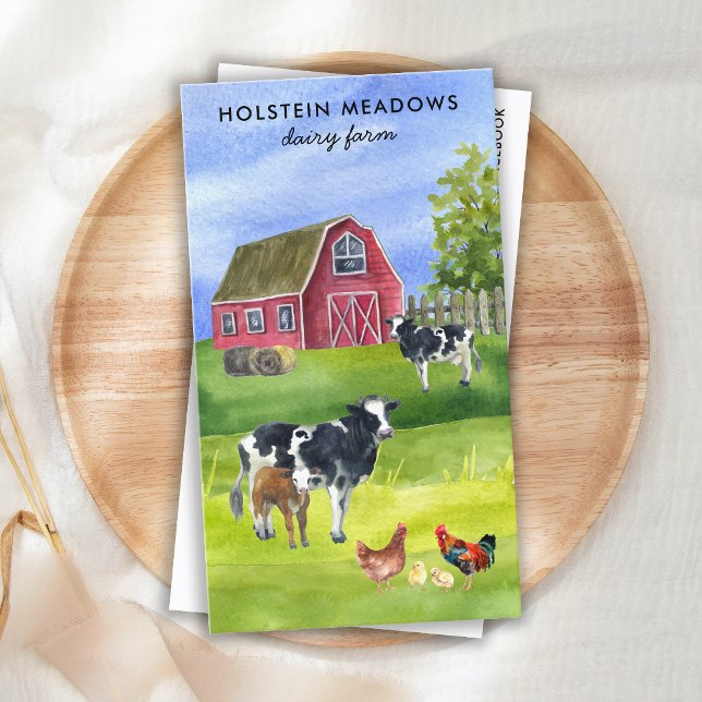 Cow Farm Holstein Dairy Farmer Custom QR Code Business Card (Creator Uploaded)