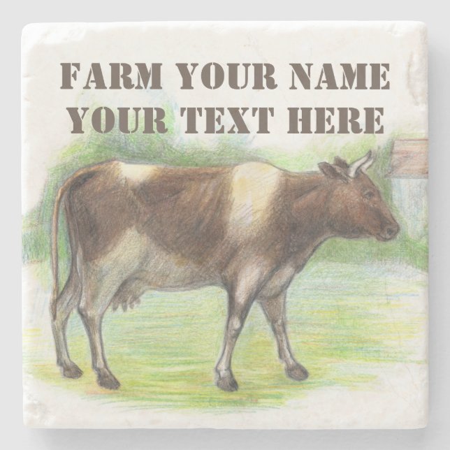 Cow farm  stone coaster (Front)