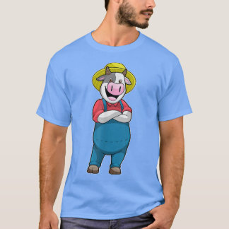 Cow Farmer Overalls Hat T-Shirt