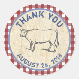 Cow Favour thank you stickers for BBQ or Churrasco