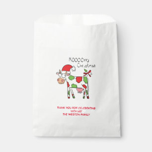 Cow Funny Cartoon Christmas Holiday Favour Bag