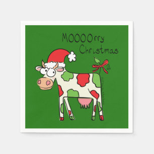 Cow Funny Cartoon Christmas Holiday Napkin
