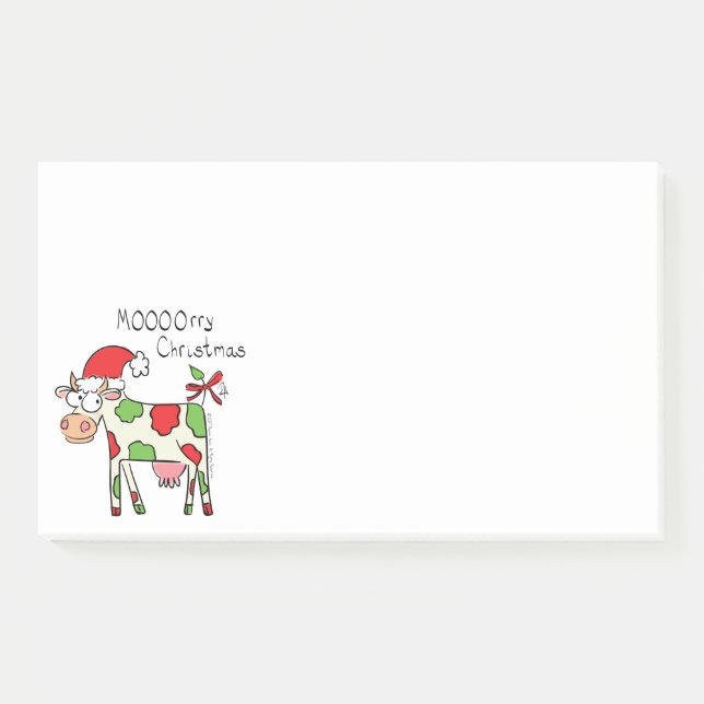 Cow Funny Cartoon Christmas Holiday Post-it Notes (Front)