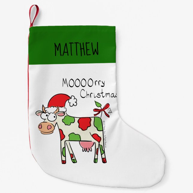 Cow Funny Cartoon Christmas Holiday Stocking (Front)