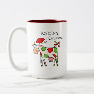 Cow Funny Cartoon Christmas Holiday Two-Tone Coffee Mug