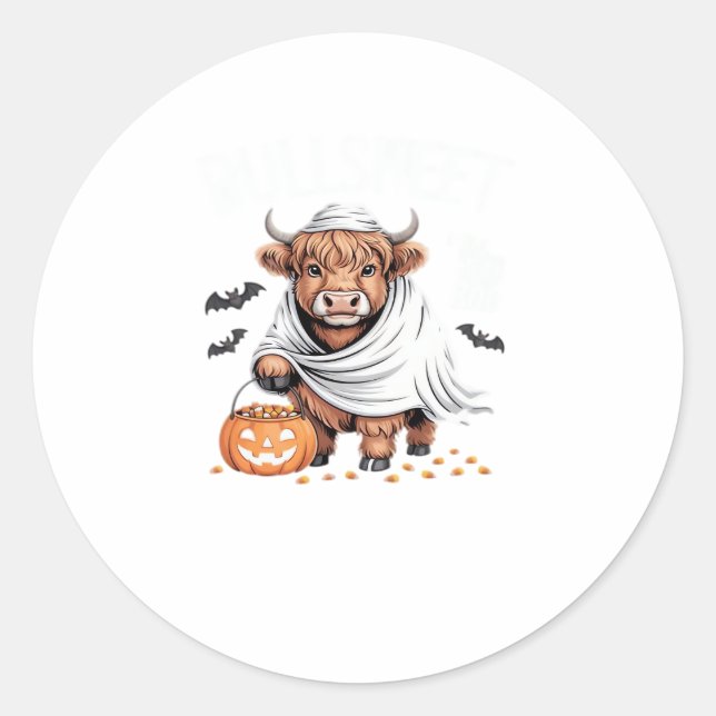 Cow Funny Halloween Spooky Animal Lovers Essential Classic Round Sticker (Front)
