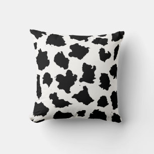 Cow Fur Black and White Pattern Throw Pillow