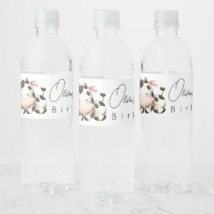 cow gender neutral birthday  water bottle label