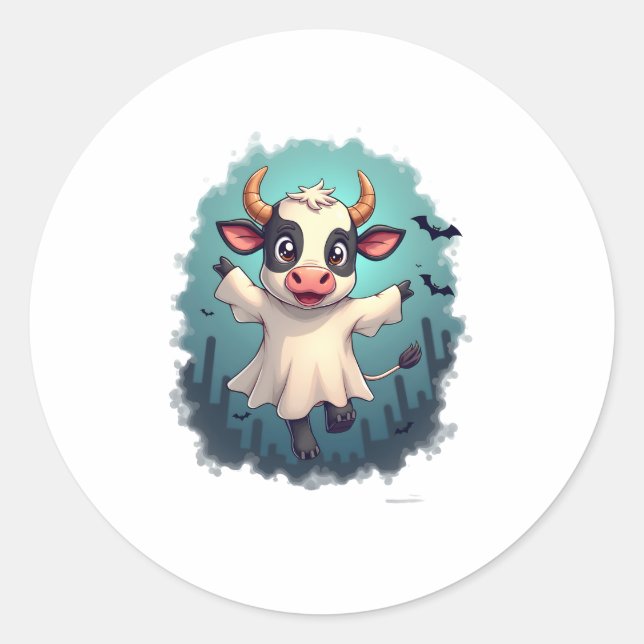 Cow Ghost Boo-levard Classic Round Sticker (Front)