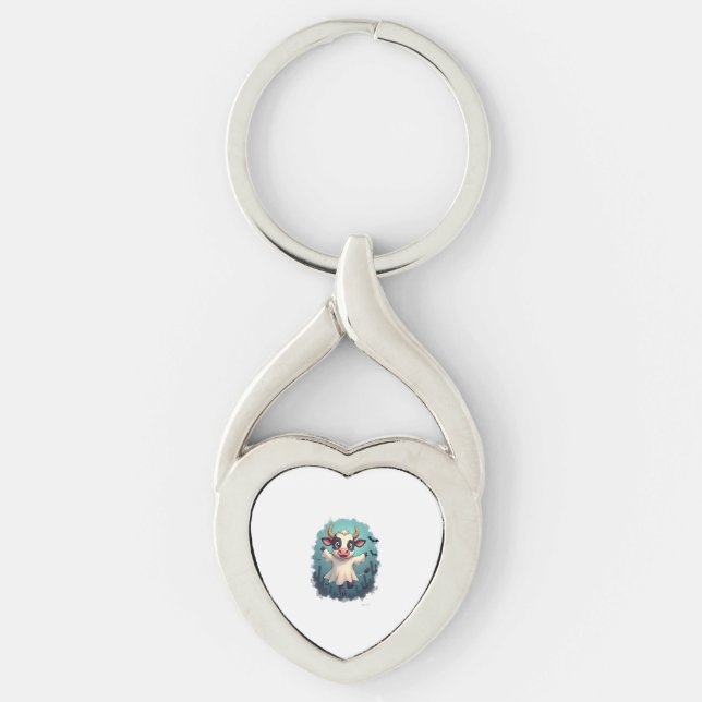 Cow Ghost Boo-levard Keychain (Front)