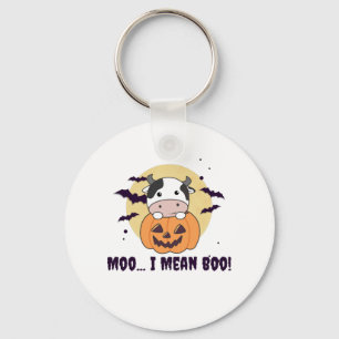 Cow Ghost Cute Kawaii Halloween Moo I Mean Boo Keychain