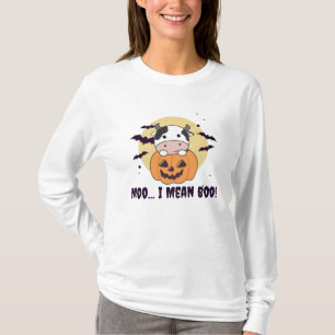Cow Ghost Cute Kawaii Halloween Moo I Mean Boo T-Shirt