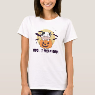 Cow Ghost Cute Kawaii Halloween Moo I Mean Boo T-Shirt