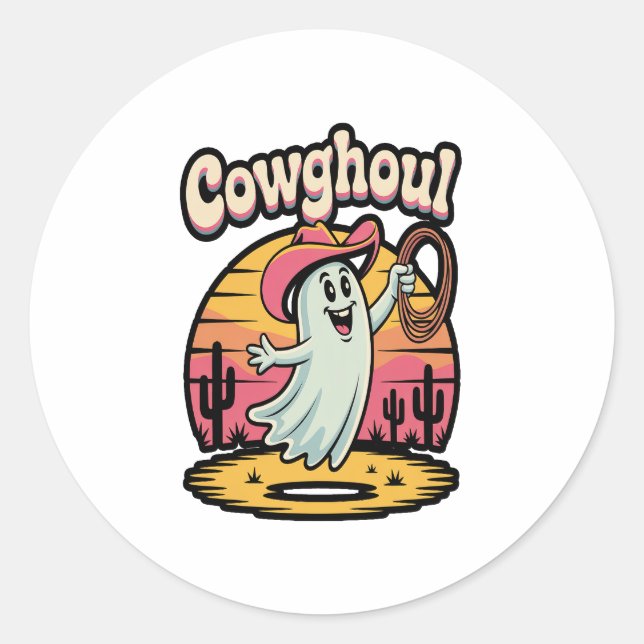 Cow Ghoul Halloween Spooky Classic Round Sticker (Front)