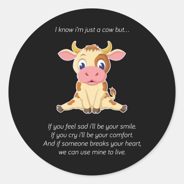 Cow Gift | An Cow Lovely Face Cow Lover Gift Classic Round Sticker (Front)