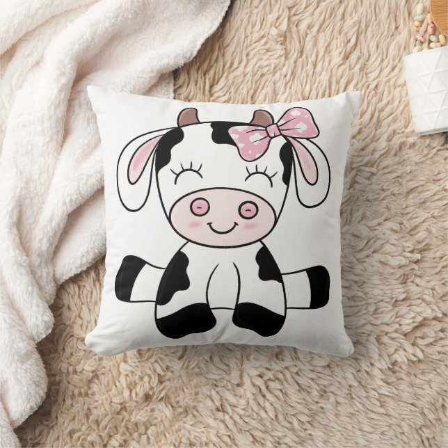 Cow Girl 16x16 Throw Pillow (Blanket)