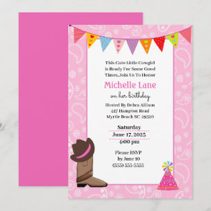 Cow Girl Birthday Invitation