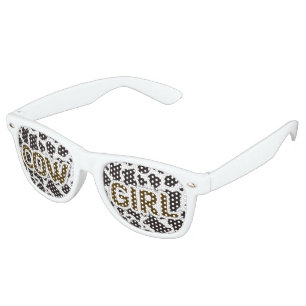 Cow Girl Cow pattern background Retro Sunglasses