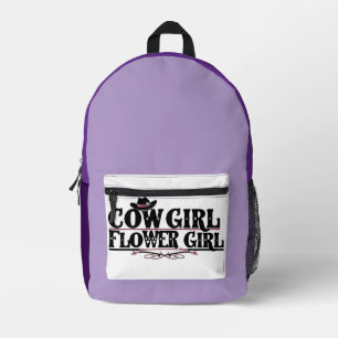 Cow Girl Flower Girl  Printed Backpack
