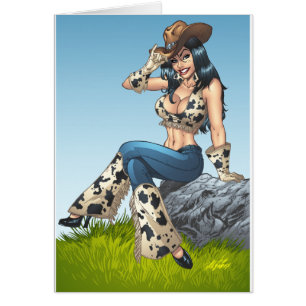 Cow-girl inclinant son illustration de casquette