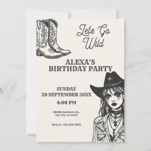 Cow girl, let's go wild invitation