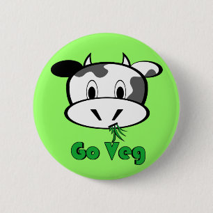 Cow Go Veg 2 Inch Round Button