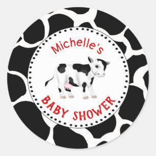 Cow Graphic Baby Shower Sticker Label