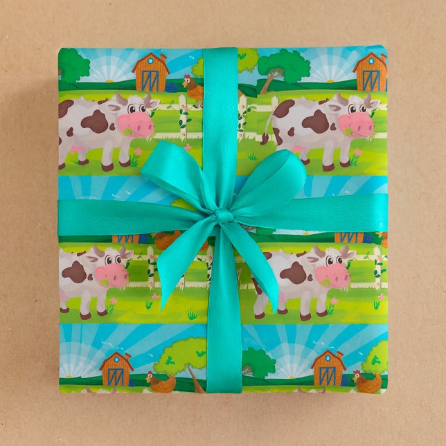 Cow Grazing On A Farm Animals Wrapping Paper (Creator Uploaded)