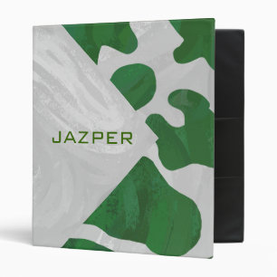 Cow Green and White Monogram Binder