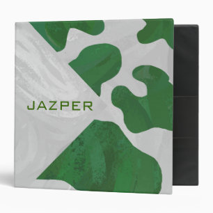 Cow Green and White Monogram Binder