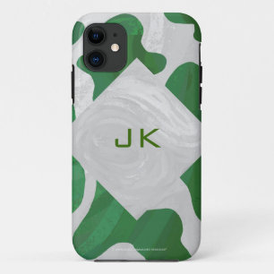 Cow Green and White Monogram iPhone 11 Case