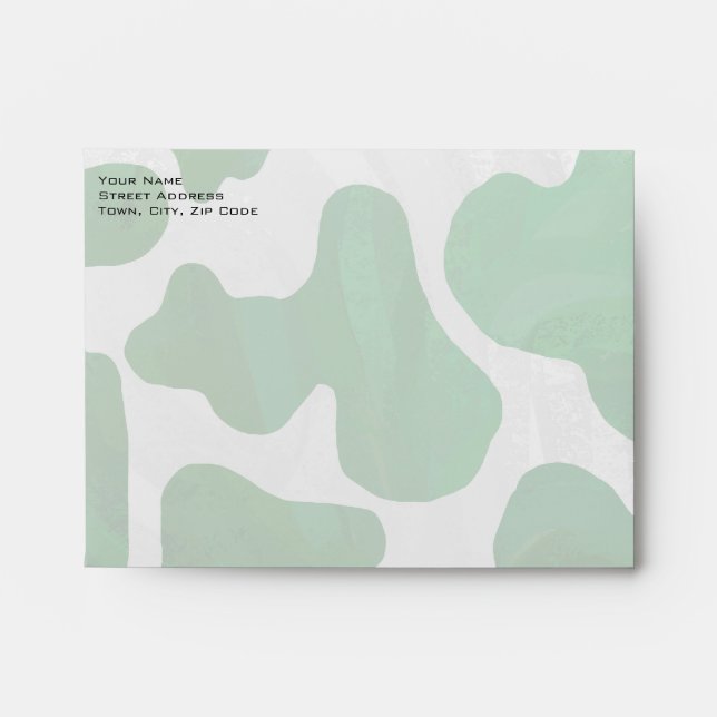 Cow Green and White Monogram Envelopes (Front)