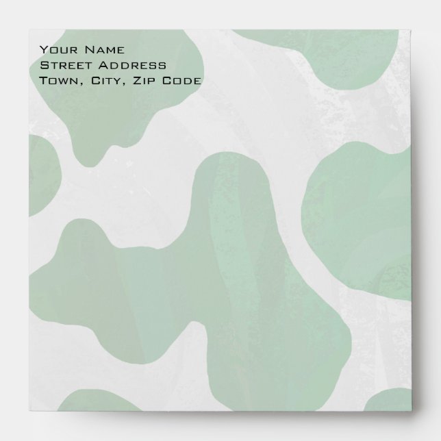 Cow Green and White Monogram Envelopes (Front)