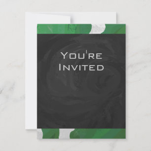 Cow Green and White Monogram Invitation