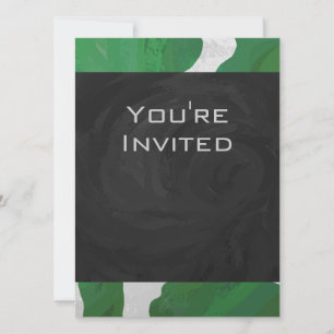 Cow Green and White Monogram Invitation
