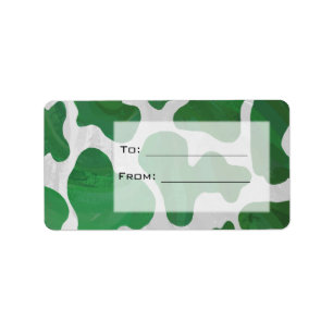 Cow Green and White Monogram Label