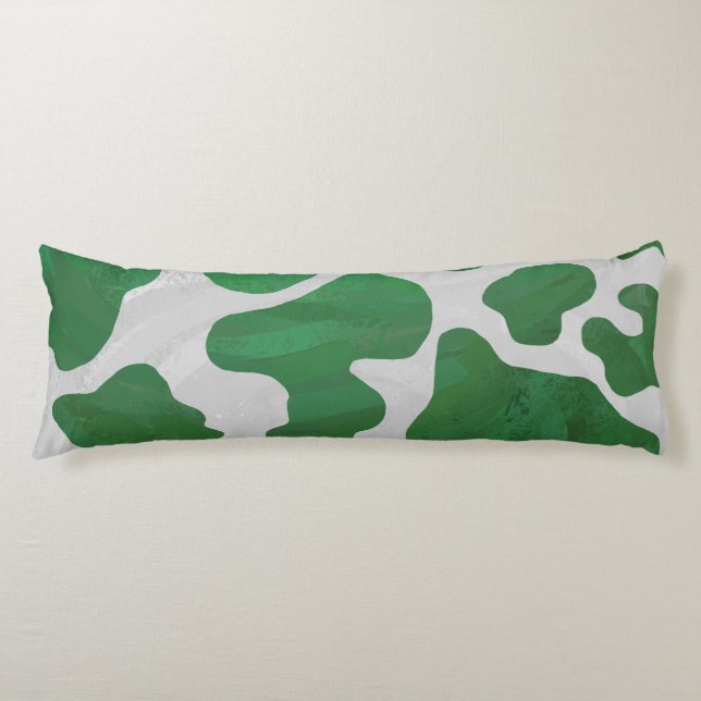 Cow Green and White Print Body Pillow (Front)