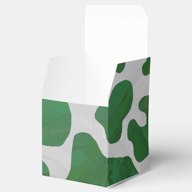 Cow Green and White Print Favor Box (Opened)