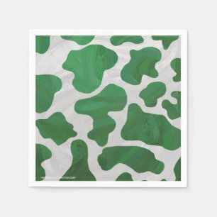 Cow Green and White Print Napkin