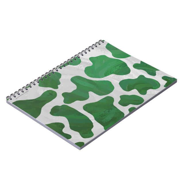 Cow Green and White Print Notebook (Left Side)