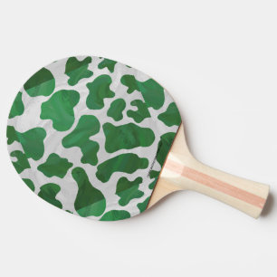 Cow Green and White Print Ping Pong Paddle