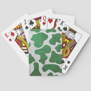 Cow Green and White Print Playing Cards
